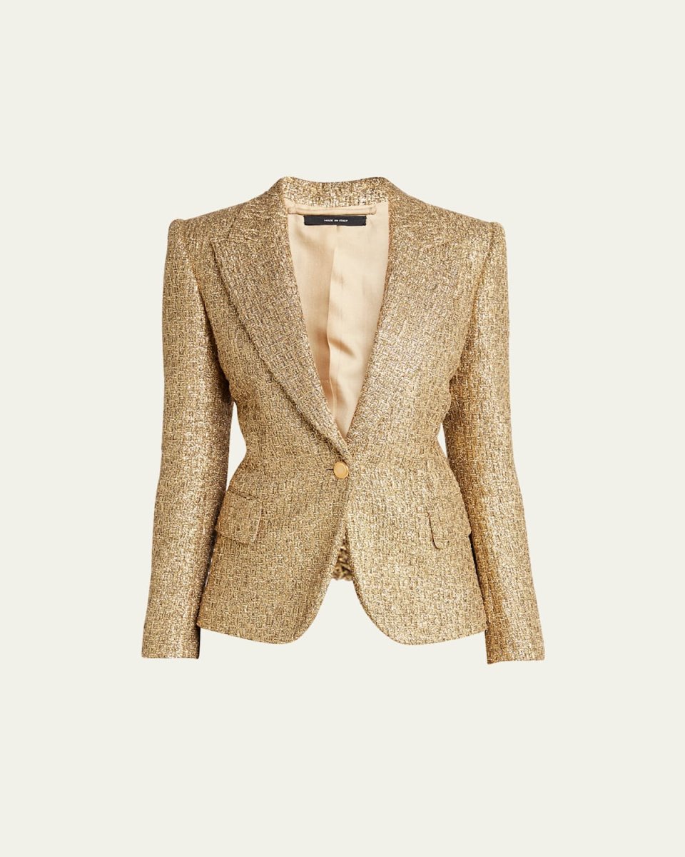 Metallic Tweed Blazer Jacket