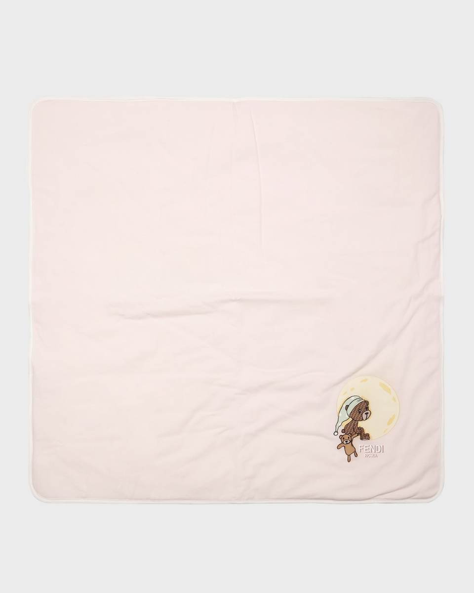 Girl's Bear On The Moon Printed Jersey Blanket