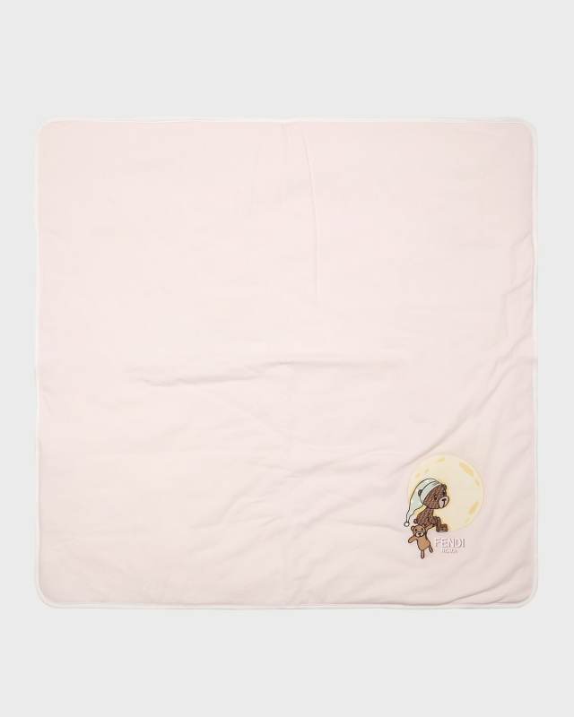 Girl's Bear On The Moon Printed Jersey Blanket