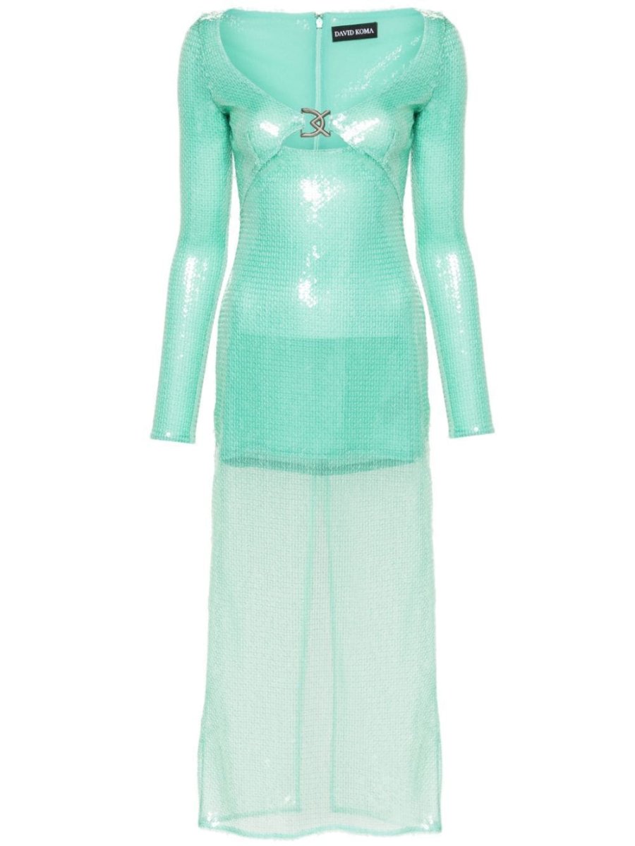 logo-plaque sequin midi dress