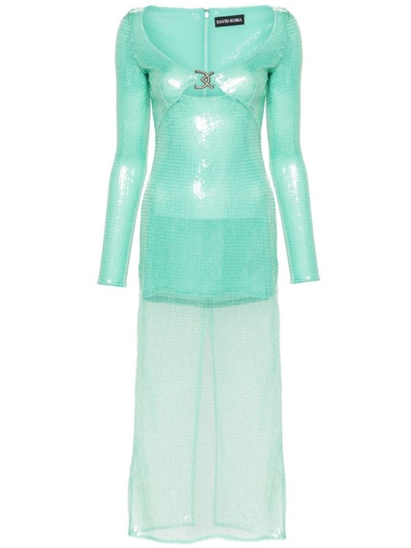 logo-plaque sequin midi dress