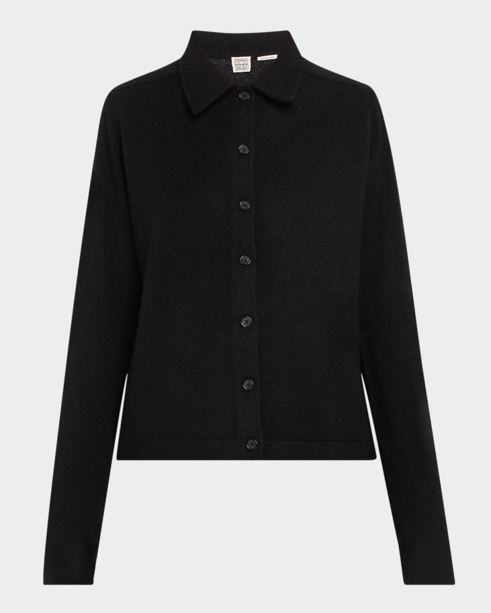 Cashmere Knit Button-Front Cardigan