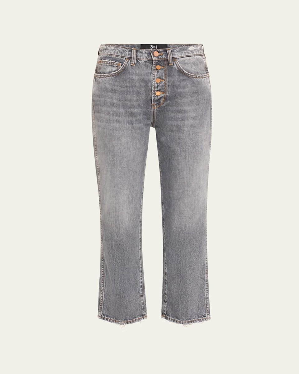 Austin Crop Straight Button-Fly Jeans