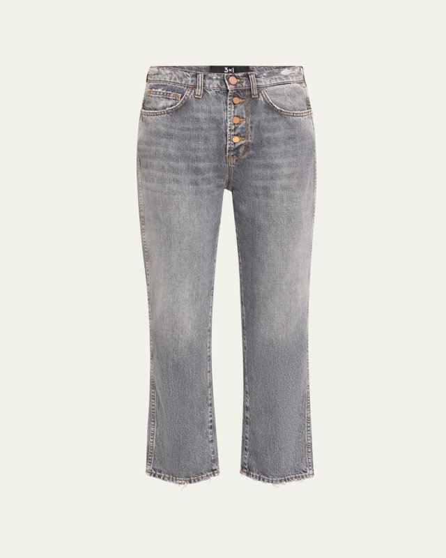 Austin Crop Straight Button-Fly Jeans