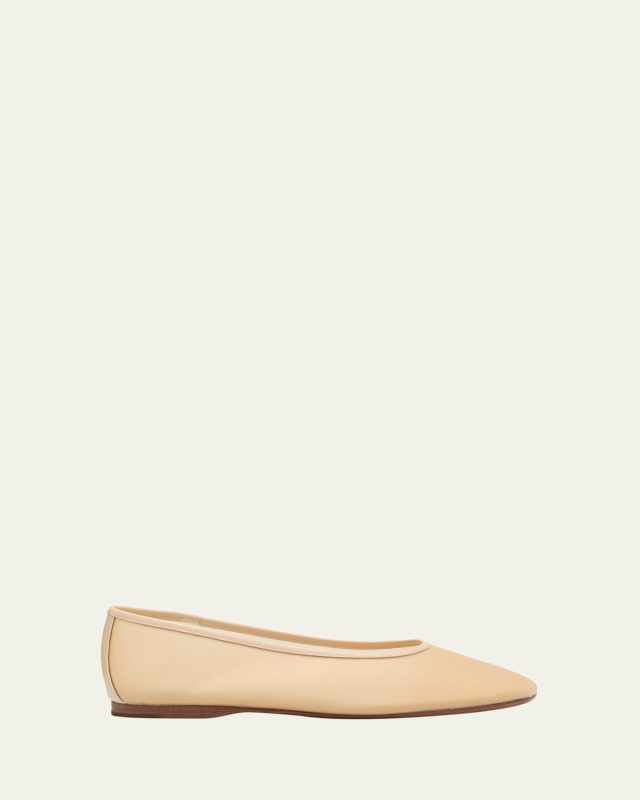 Leah Mesh Square-Toe Ballerina Flats