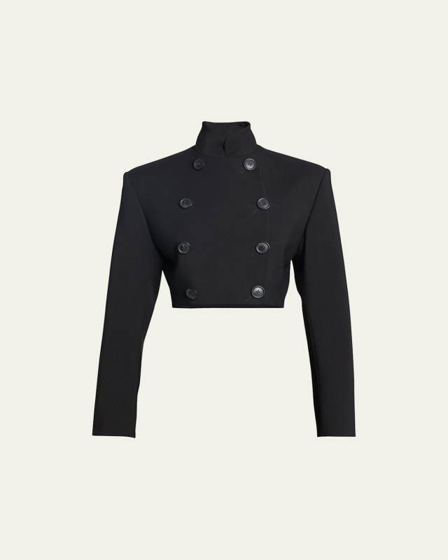 Cropped Wool Jacket with Button Detail