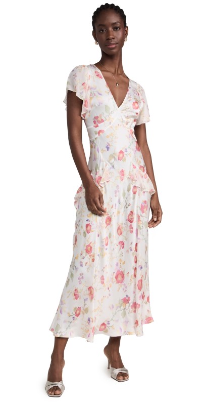 RIXO Evie Dress Waterblossom Ivory