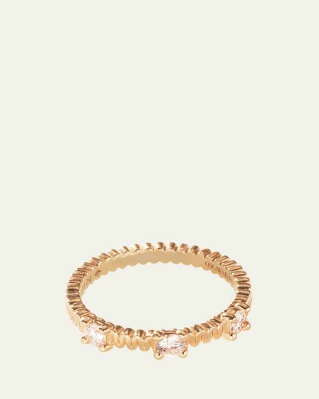 Beaded 18K Recycled Yellow Gold and Lab Grown Diamond Ring