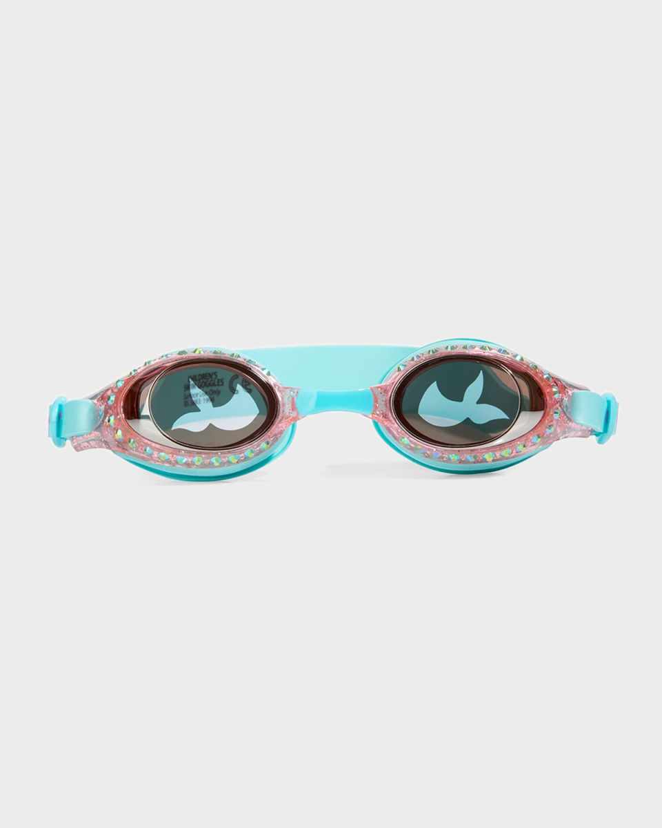 Kid's Blue Sushi Mermaid Rhinestone Swim Goggles
