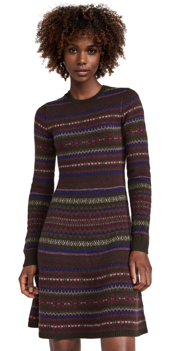Polo Ralph Lauren Fairisle Sweater Dress Olive Multi