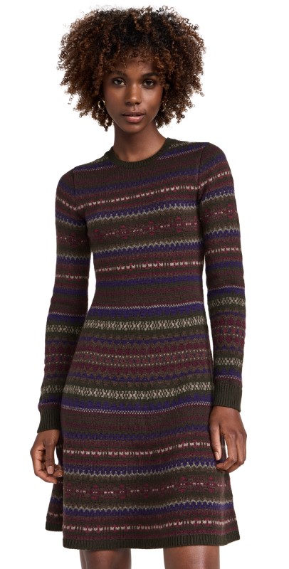 Polo Ralph Lauren Fairisle Sweater Dress Olive Multi