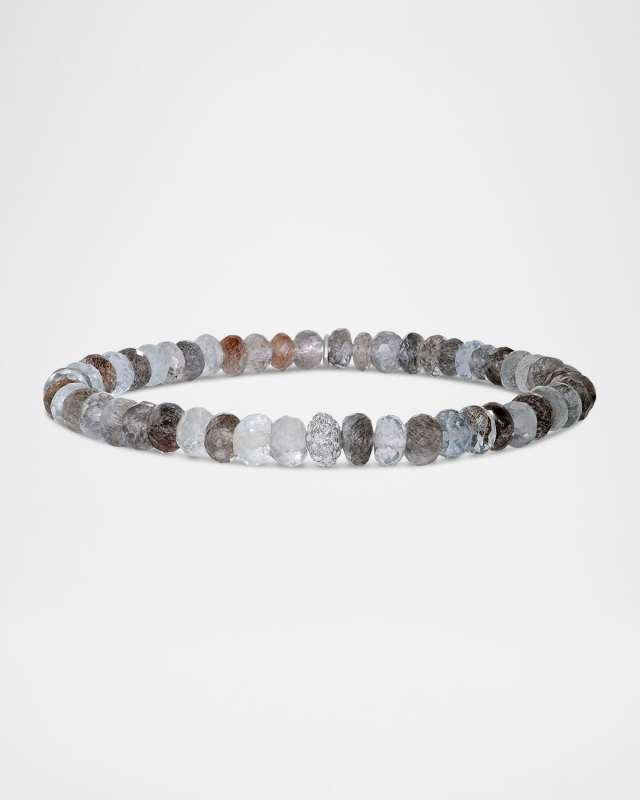 5mm Moss Aquamarine Mini Bracelet with One Diamond Donut