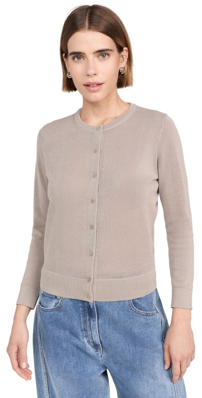 Tibi Crispy Sweater Shrunken Cardigan Dark Stone