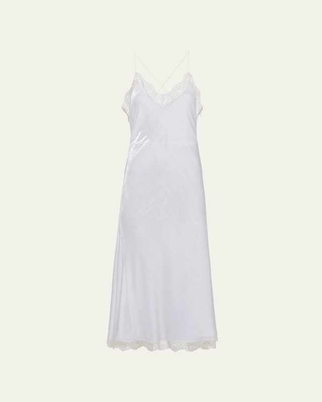 Velvet Lace-Trim Midi Slip Dress