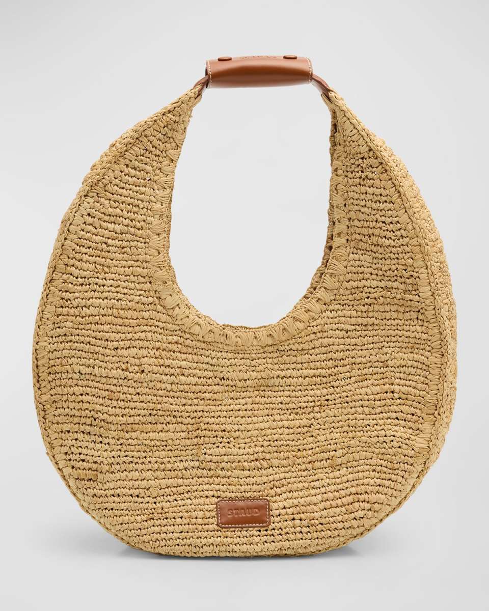 Large Moon Raffia Tote Bag