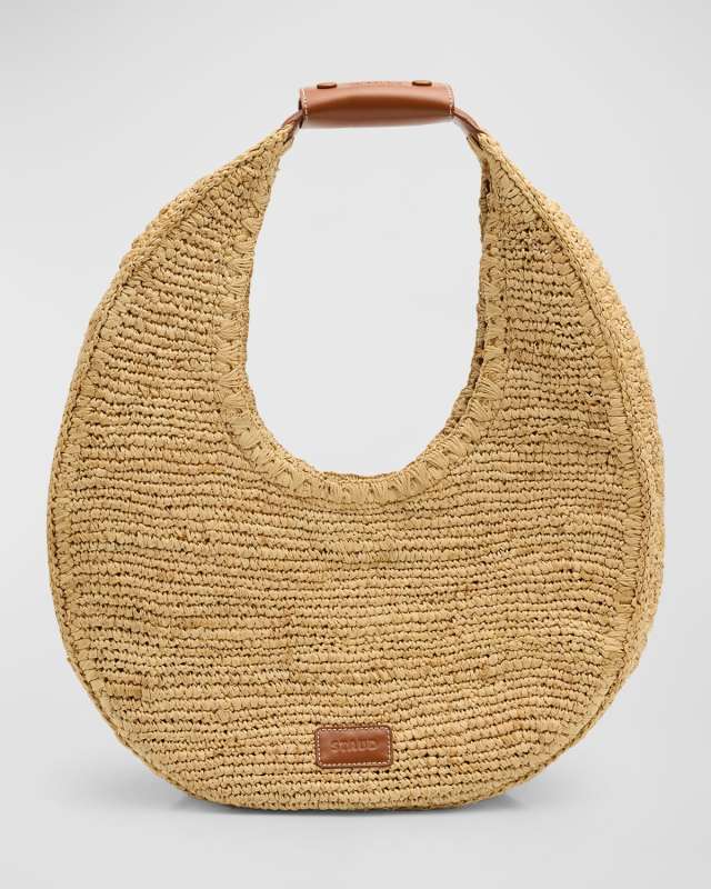 Large Moon Raffia Tote Bag
