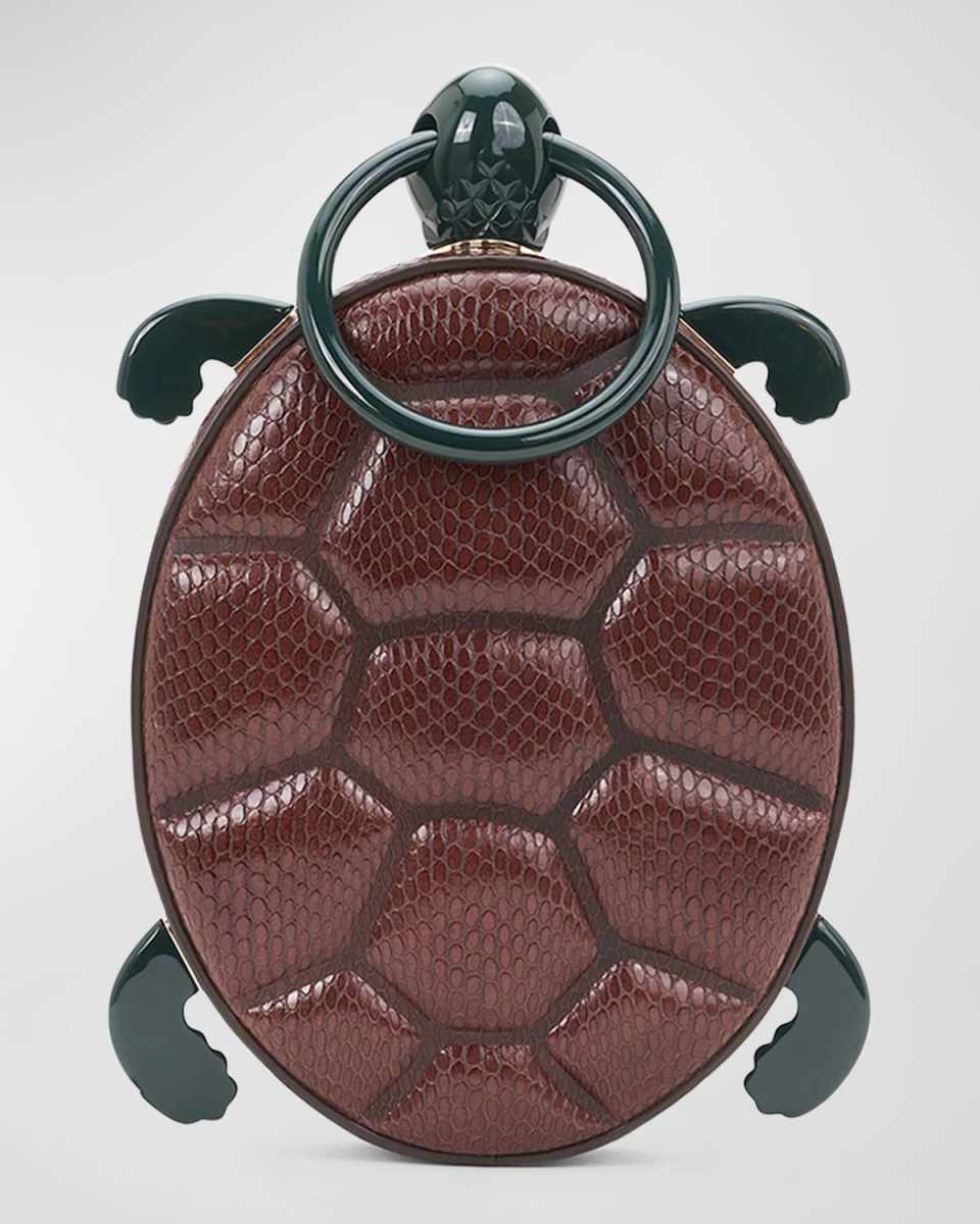 Turtle Leather Top-Handle Bag