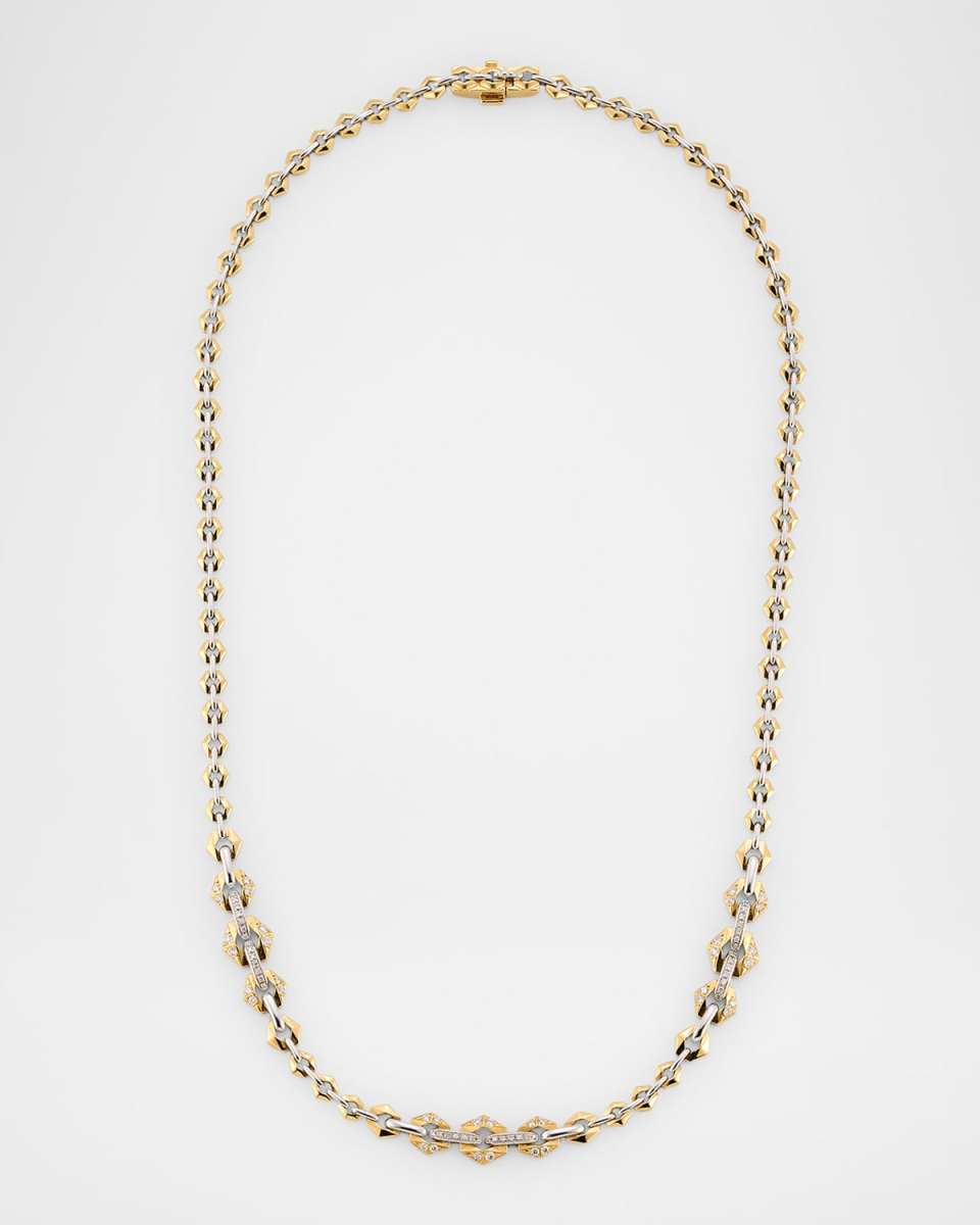 18K Yellow and White Gold Flow Bond Necklace with Diamonds