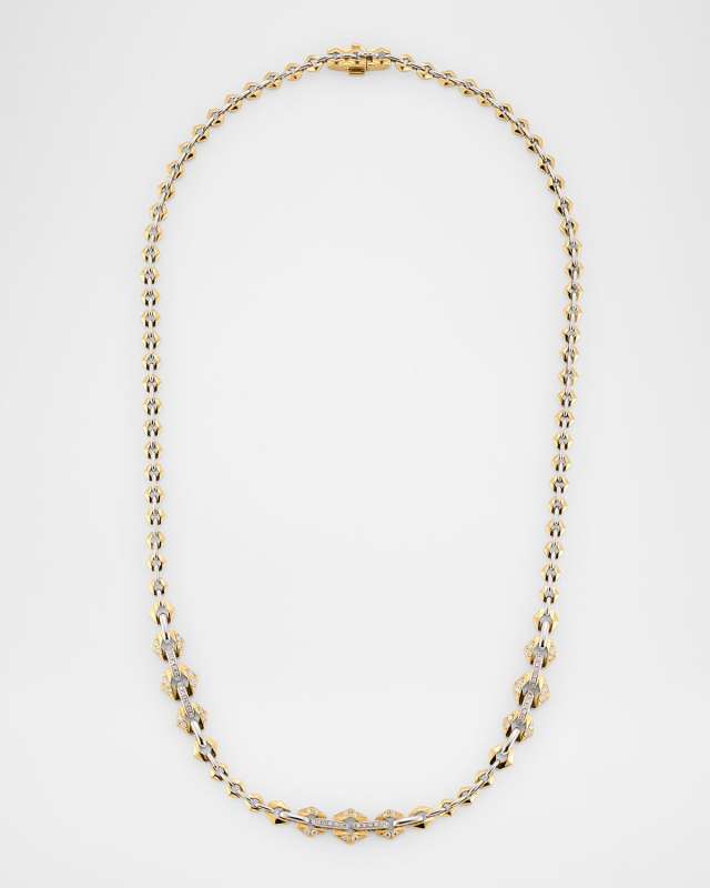 18K Yellow and White Gold Flow Bond Necklace with Diamonds