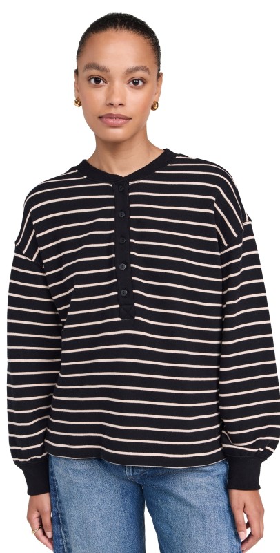 RAILS Joan Sweatshirt Black Ivory Stripe