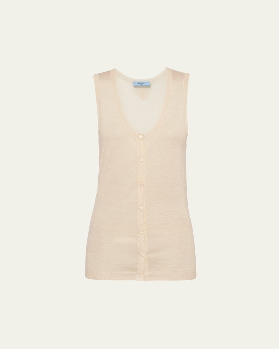 Button Down Superfine Cashmere Tank Top