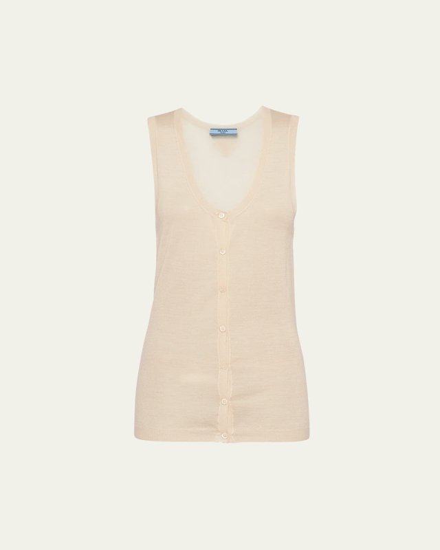 Button Down Superfine Cashmere Tank Top