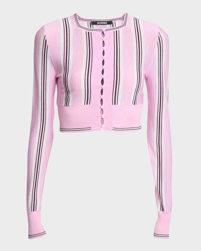 Spiaggia Stripe Cropped Wool Cardigan