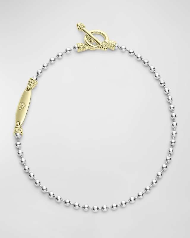 Two-Tone Beaded Toggle Bracelet in 18K Gold and Sterling Silver
