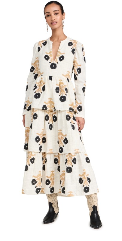 Alix of Bohemia Tallulah Noir Triple Bloom Dress Black