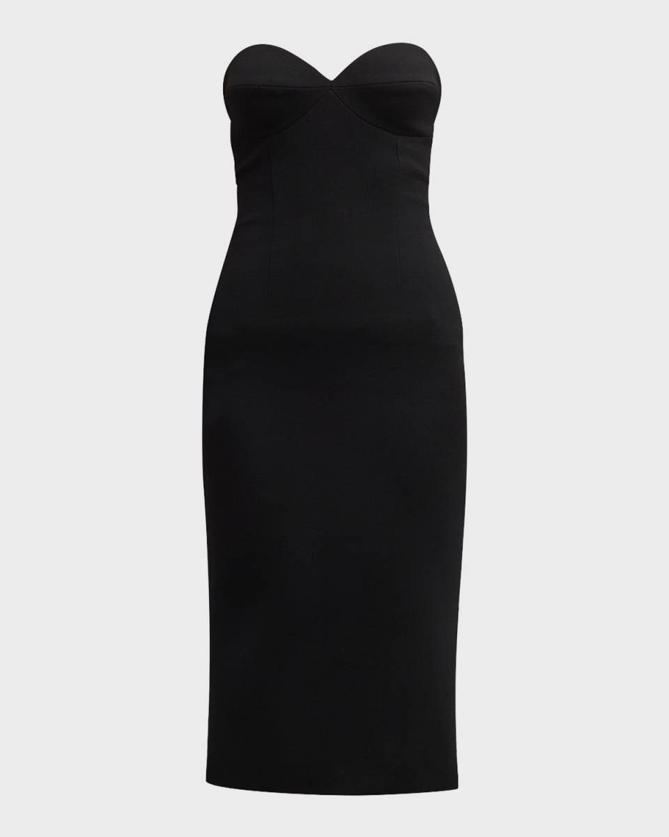 Strapless Bustier Midi Dress