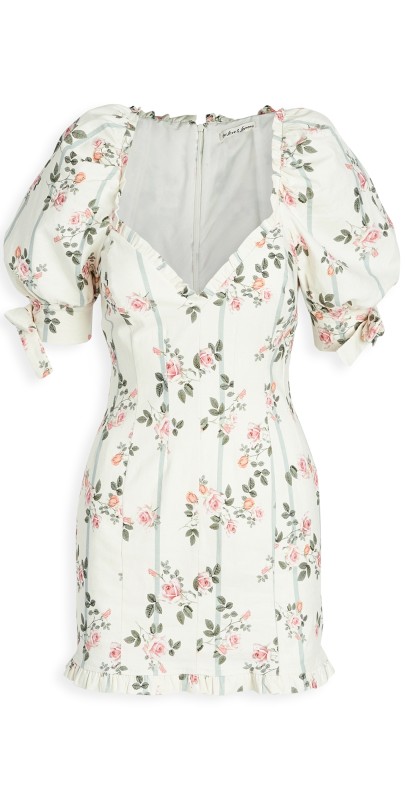 For Love & Lemons Rose Stripe Mini Dress Ivory