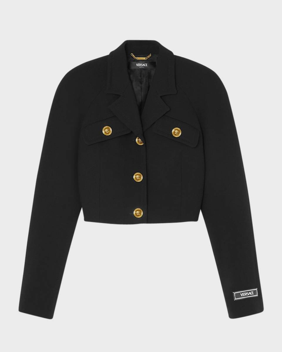Single-Breasted Stretch Crepe Crop Informal Jacket