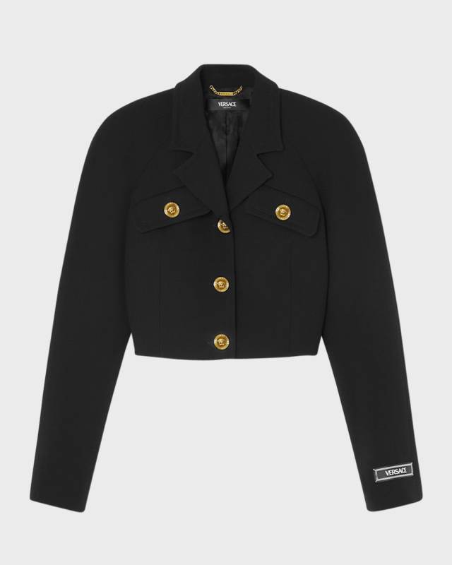 Single-Breasted Stretch Crepe Crop Informal Jacket