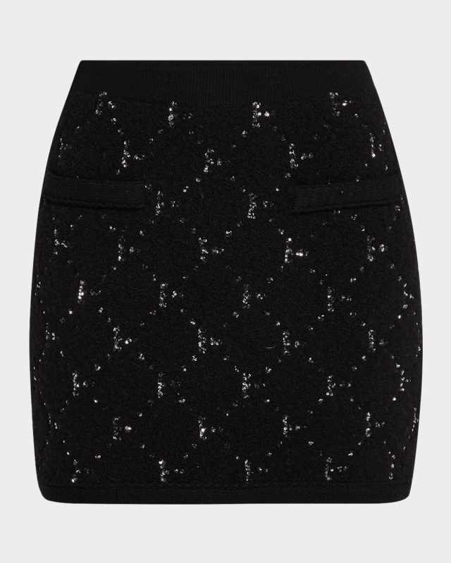 Salem Sequin-Embellished Fuzzy Knit Mini Skirt