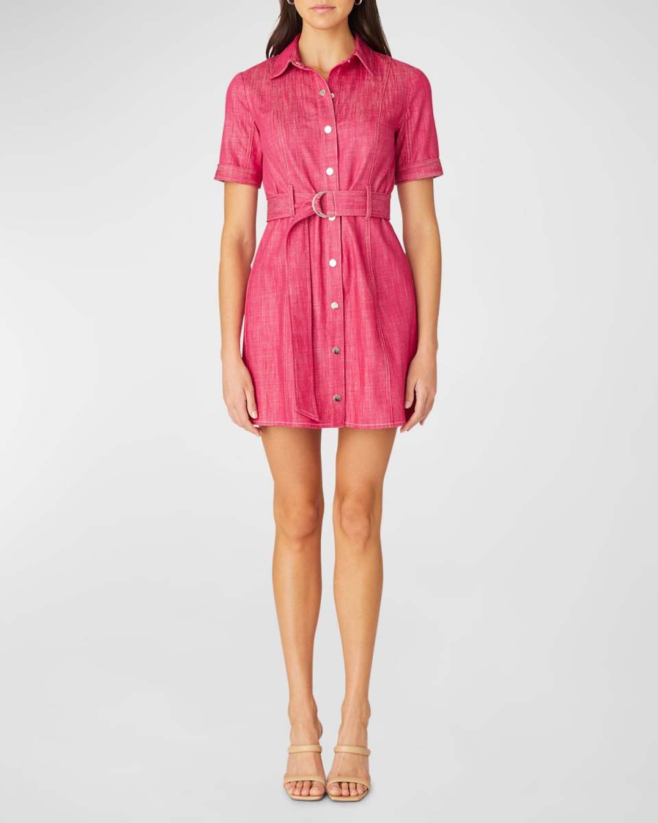 Archie Belted Denim Mini Shirtdress