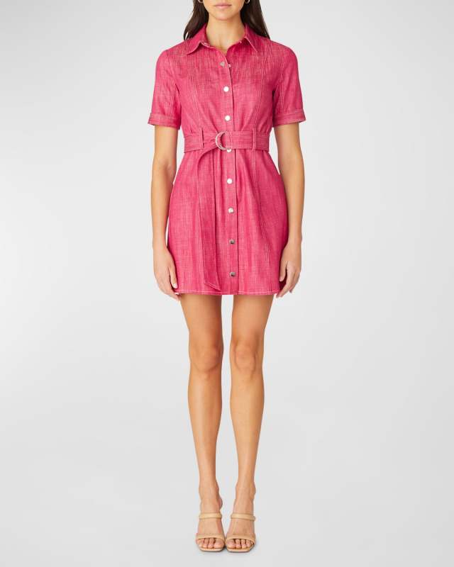 Archie Belted Denim Mini Shirtdress