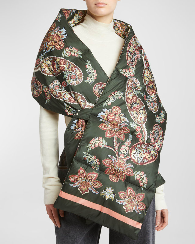 Paisley Quilted Wool-Blend Scarf