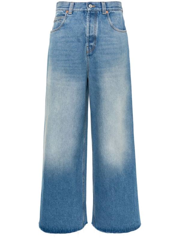 Horsebit-detail wide-leg jeans