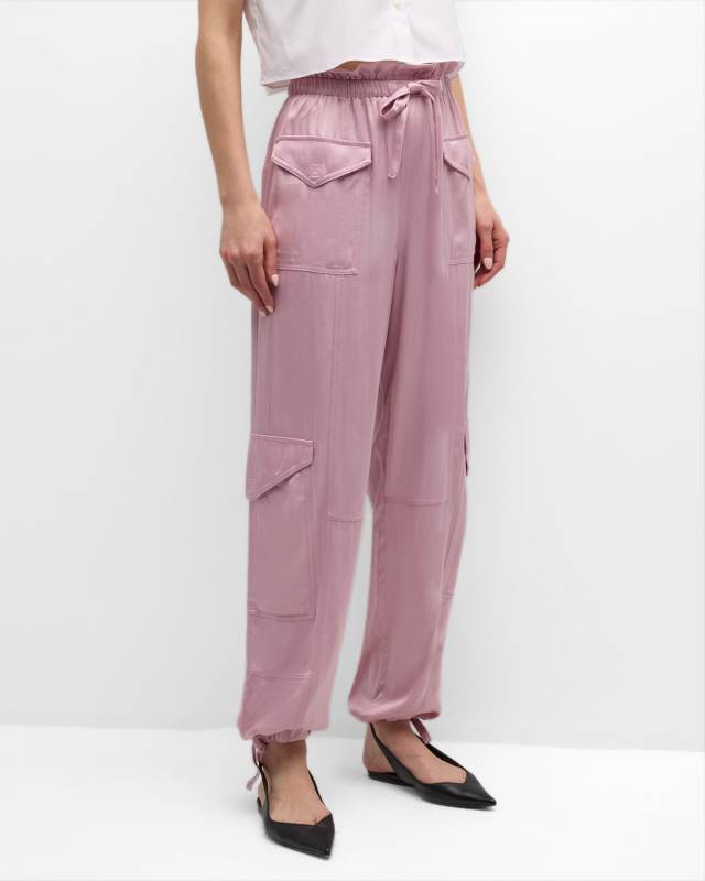 Washed Satin Drawstring Pants