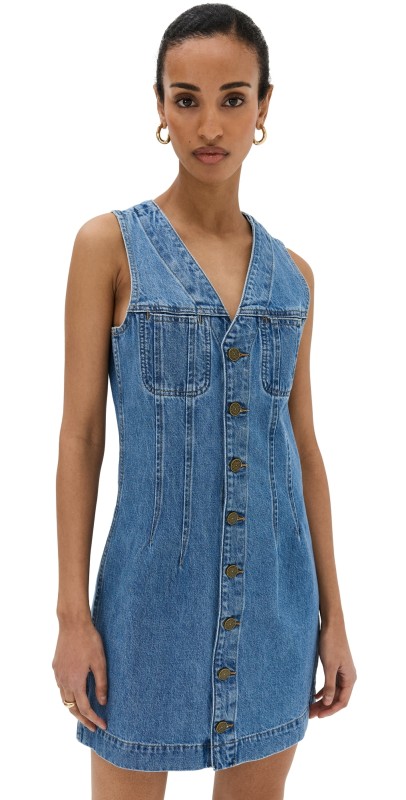 FRAME Sleeveless Trucker Pocket Dress Delaware