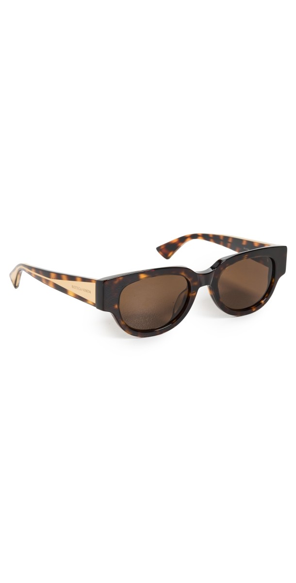 Bottega Veneta Nude Triangle Sunglasses Havana-Crystal-Brow