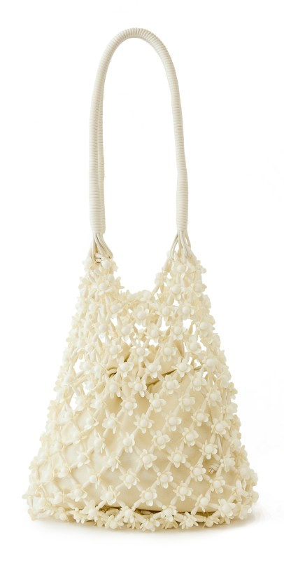Self Portrait Cream Beaded Medium Tote Cream