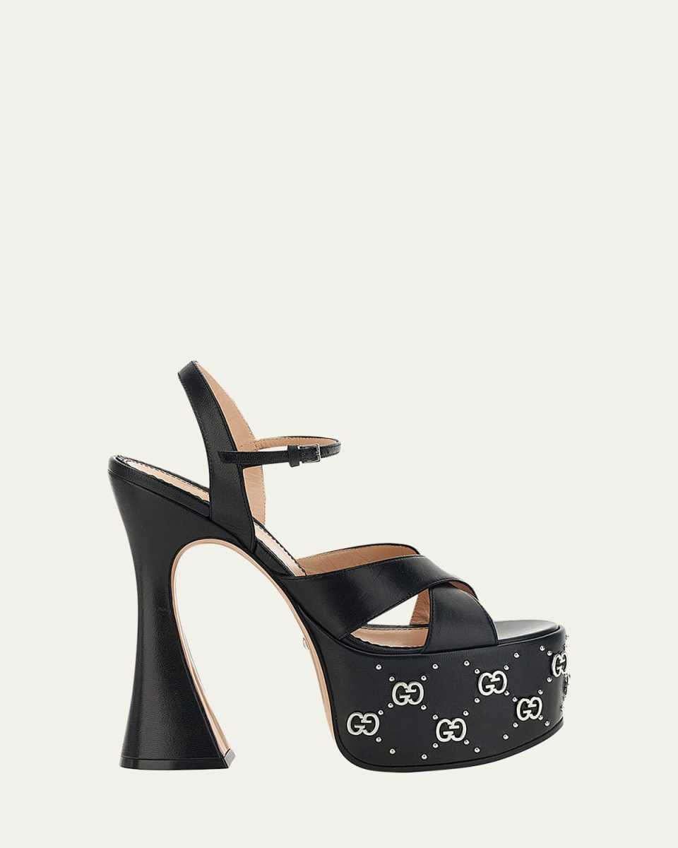 Janaya Leather GG Stud Platform Sandals