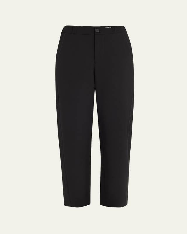 Cropped Drawstring Waistband Pleated Wool Pants