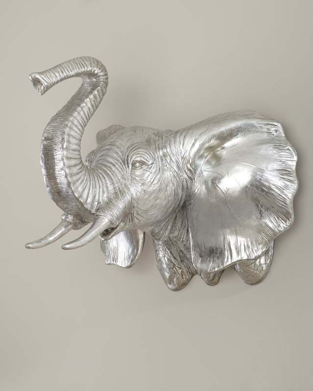 Elephant Silver Leaf Wall Sculpture