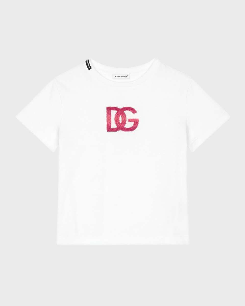 Girl's Embroidered Interlocked Logo-Print T-Shirt, Size 8-14