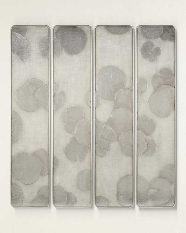 "Four-Panel Silver Lotus Wall Art" by Mark McDowell