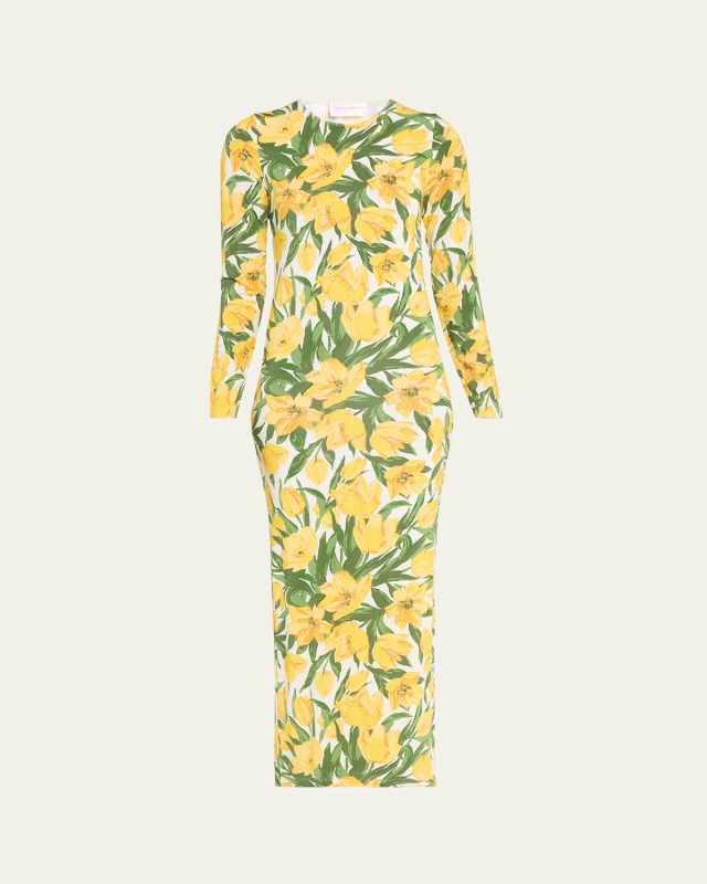 Floral Body-Con Long Sleeve Dress