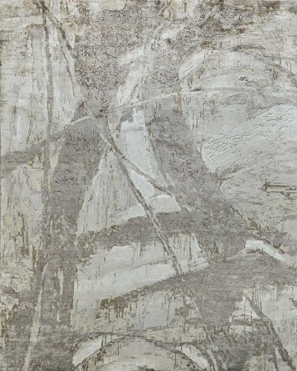 Floor Art Hand-Knotted Beige Rug, 9' x 12'