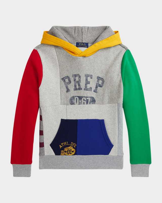Boy's Colorblock Patchwork Hoodie, Size 2-7